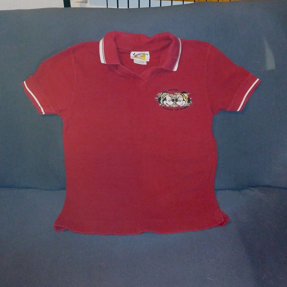 Vintage Disney Maroon Mickey & Minnie Polo Shirt – Size Small